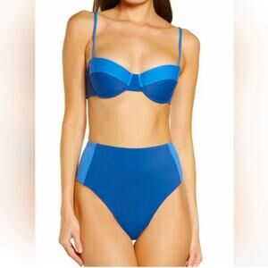 New VERONICA BEARD Bikini Set Blue/Marina Dyer Bikini Top + Ormond Bottoms